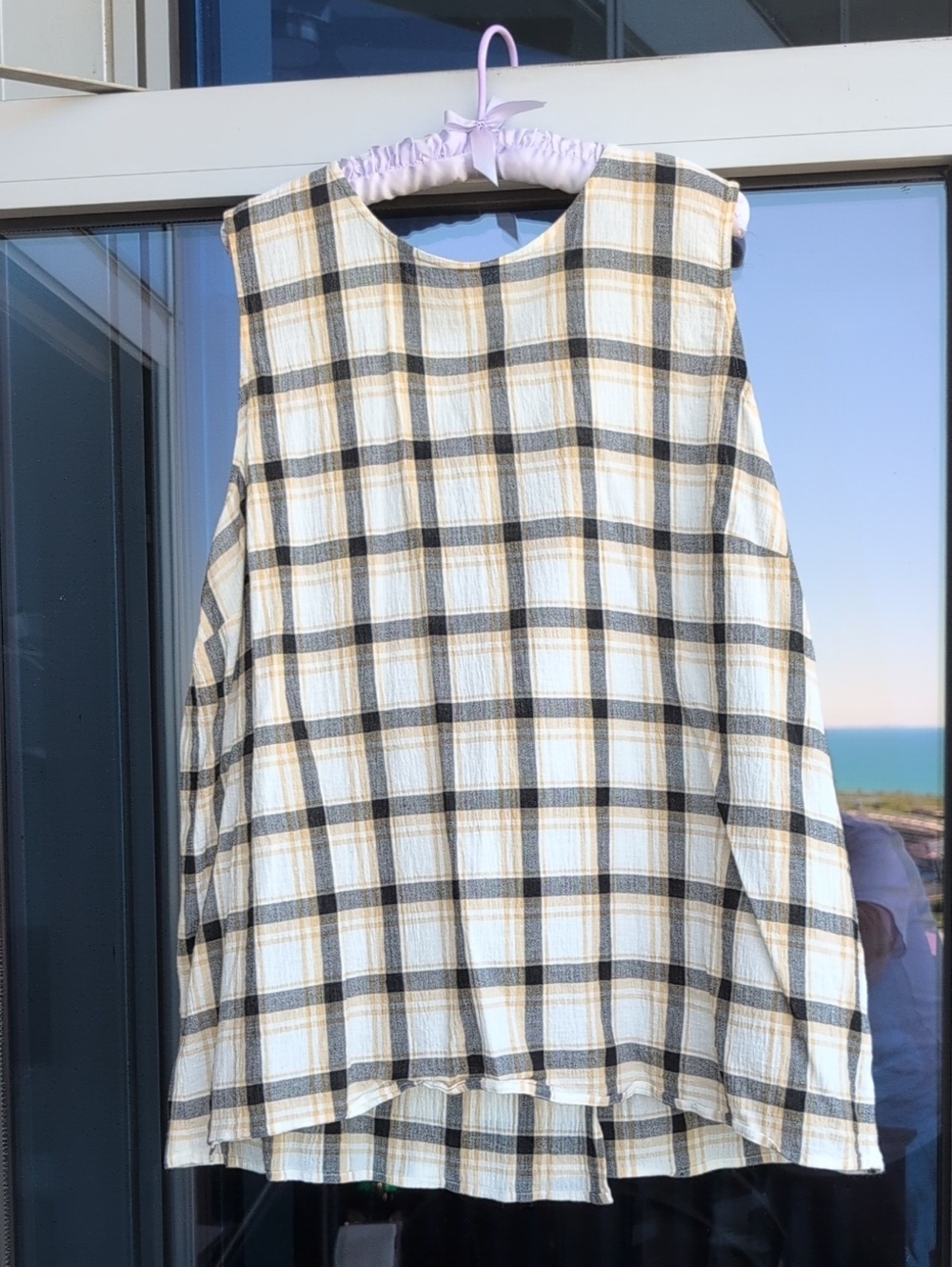 J. Jill Sleeveless Plaid Tunic in Cream, Black & Tan